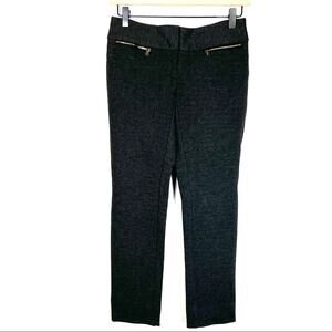 Alfani charcoal gray gold zippered flat front casual pants size 2 petite 2P